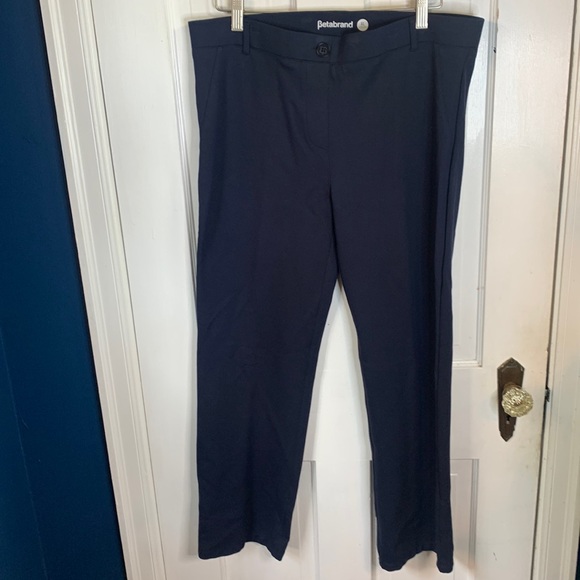 BETABRAND Women’s Straight Leg Dark Navy Dress Pant Pants W-203 Size XL Petite - Picture 2 of 8
